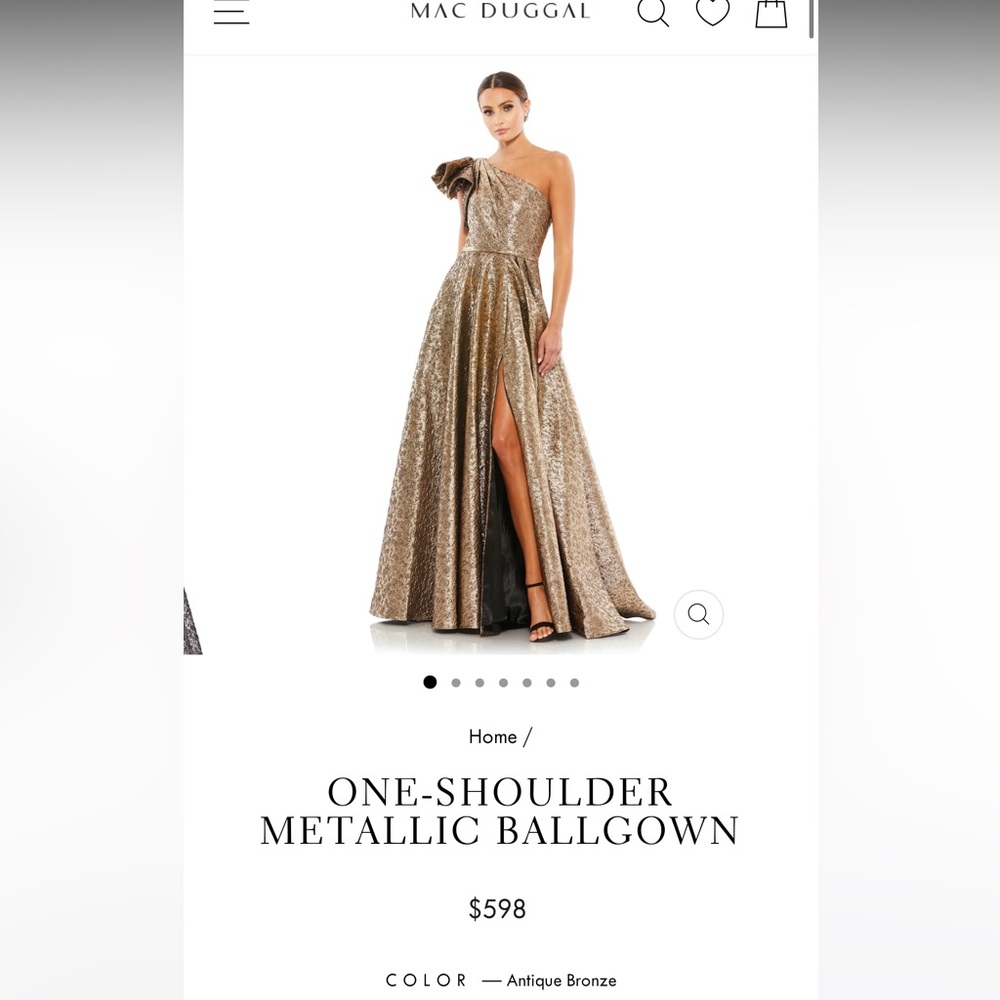 One shoulder metallic Mac Duggal Dress!